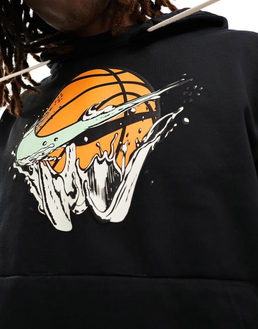 Nike Basketball Dri-Fit graphic hoodie in black and lime, 2 of 4