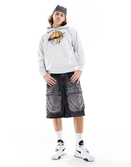 Nike Basketball Dri-FIT Graphic Hoodie in Gray-Black