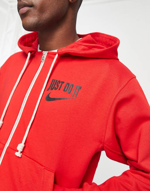 Zip up red online nike hoodie