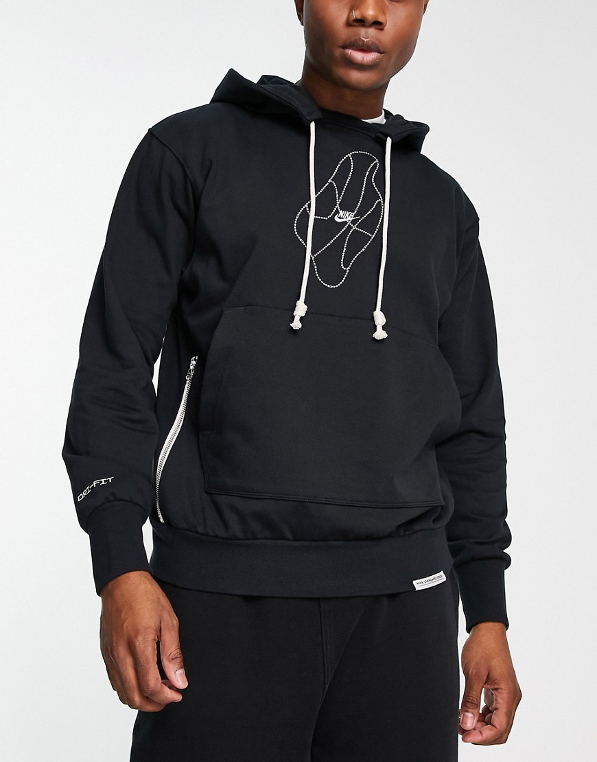 Nike Basketball Dri-fit Printed Hoodie In Black