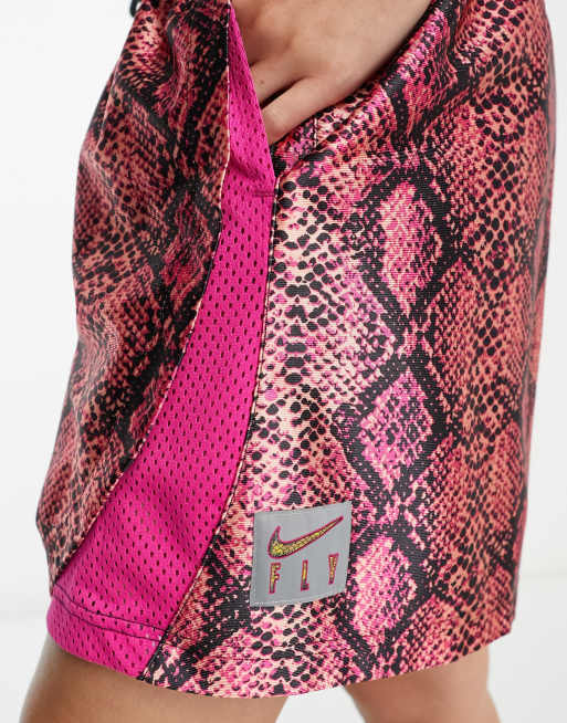 Nike Basketball Dri-FIT Rebel Fly snake print shorts in pink