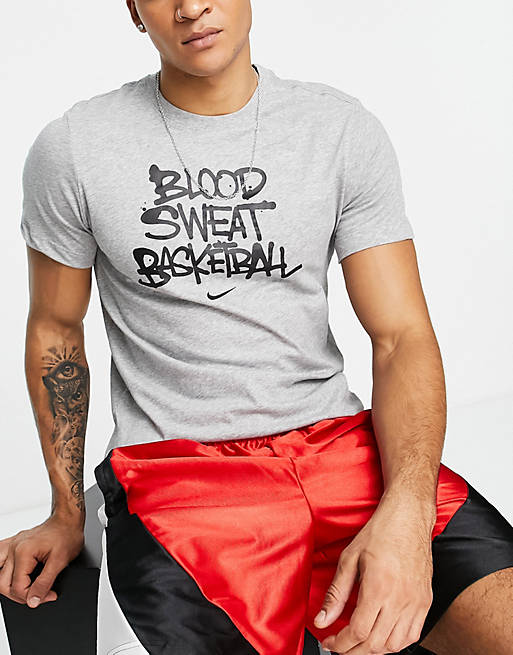 Nike Basketball Dri-FIT slogan t-shirt in gray heather | ASOS