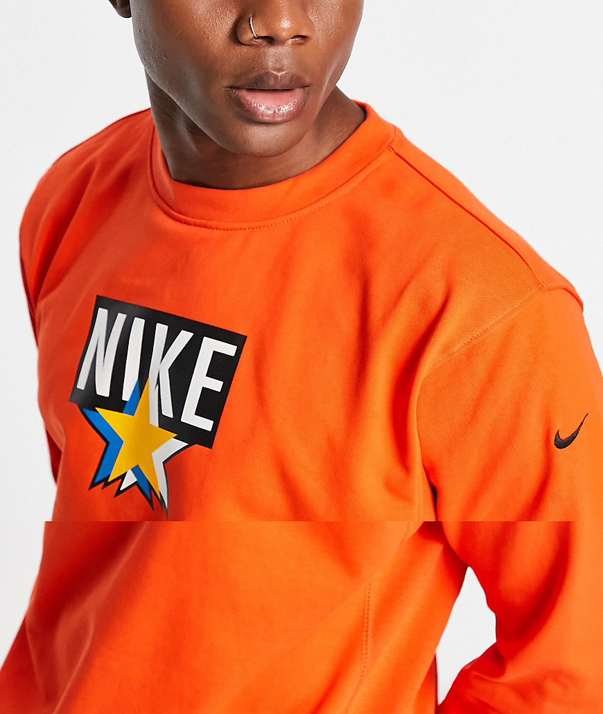 Nike Basketball Dri-fit Standard Issue Crew Neck Sweatshirt In Orange