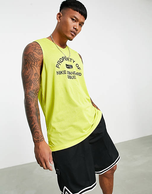 Nike Basketball Dri-FIT Standard Issue reversible mesh tank top in yellow