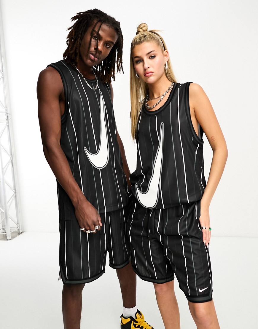 Nike Basketball Dri-fit Striped Shorts In Black And White