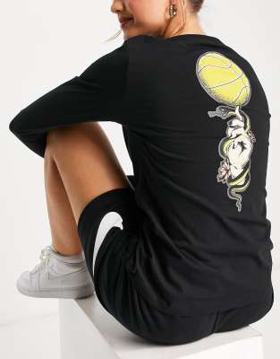 Dri-FIT Swoosh Fly graphic back print logo long sleeve top in black
