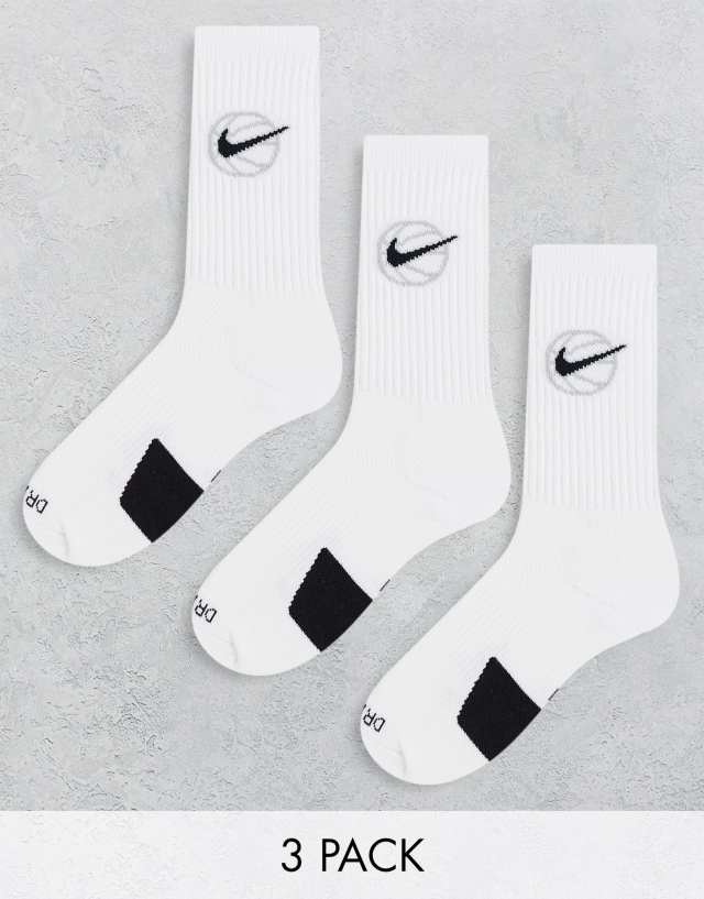 Nike Football - Nike Basketball Everyday 3 pack crew socks in white