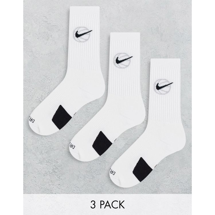 Nike Lot de 3 paires de chaussettes de basket-ball unisexes pour adulte  Gris Taille unique 39-42, gris, taille unique