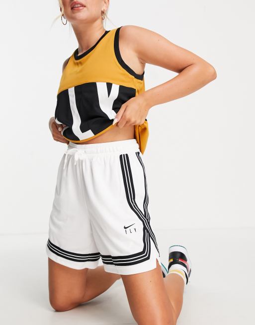 Nike Basketball - Fly - Short in wit met gekruiste zwarte bies