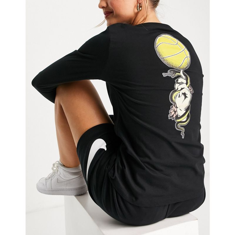 Nike Basketball - Fly Snake - Maglietta a maniche lunghe nera con stampa grafica