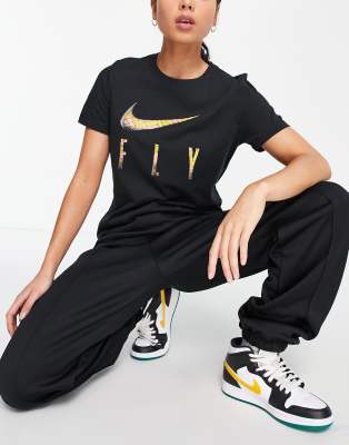 Nike Basketball Nike Basketball Fly Snakeskin Swoosh t-shirt in black