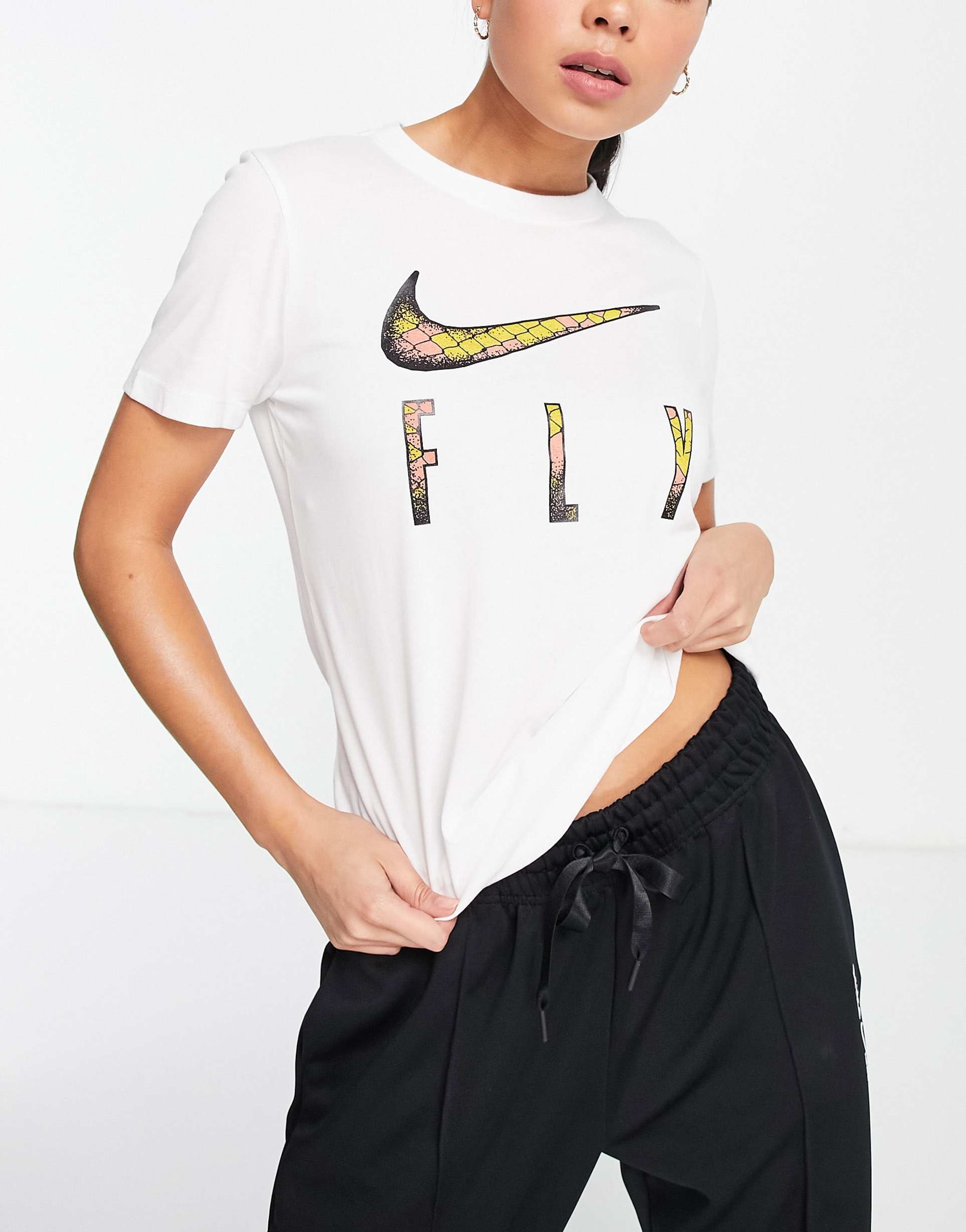 nike basketball fly snakeskin swoosh t-shirt in white