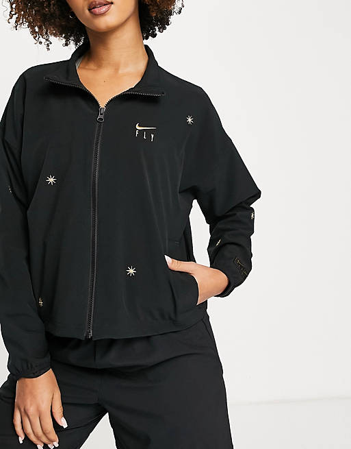 Women Nike Basketball Fly star print jacket in black 