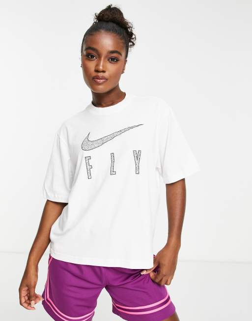 Nike Basketball Fly Swoosh boxy t-shirt in white | ASOS