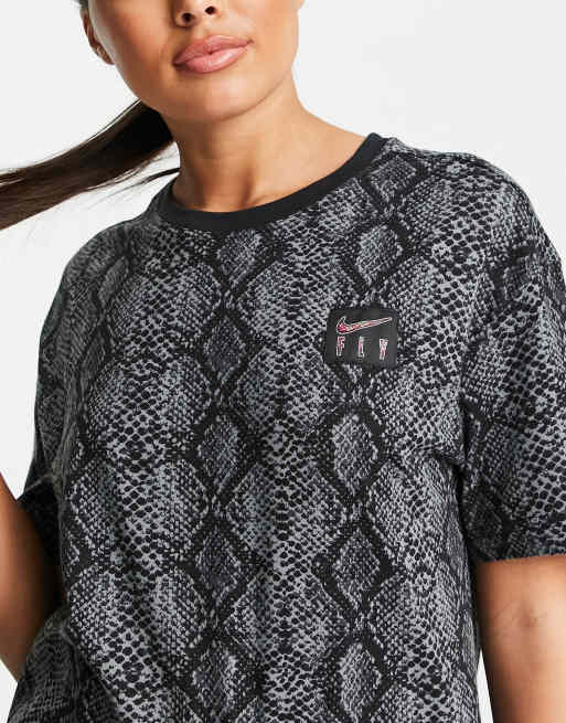 Nike Basketball - Fly - T-shirt oversize grigio scuro con stampa pitonata, 2 di 4