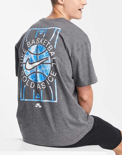 Nike Basketball – Grå t-shirt med basketplanstryck baktill, 4 av 4