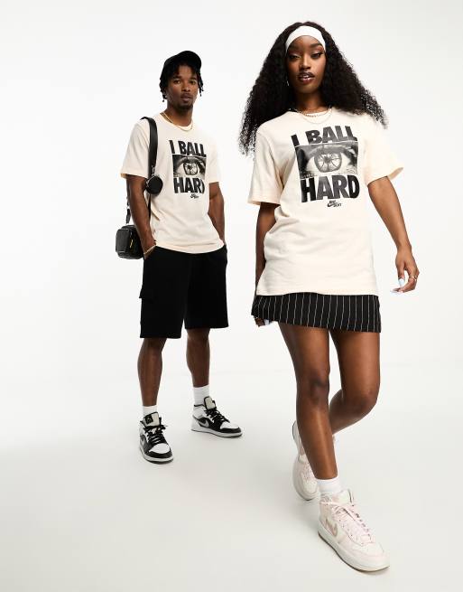 Nike Basketball I Ball Hard unisex Dri Fit t shirt in pink ASOS