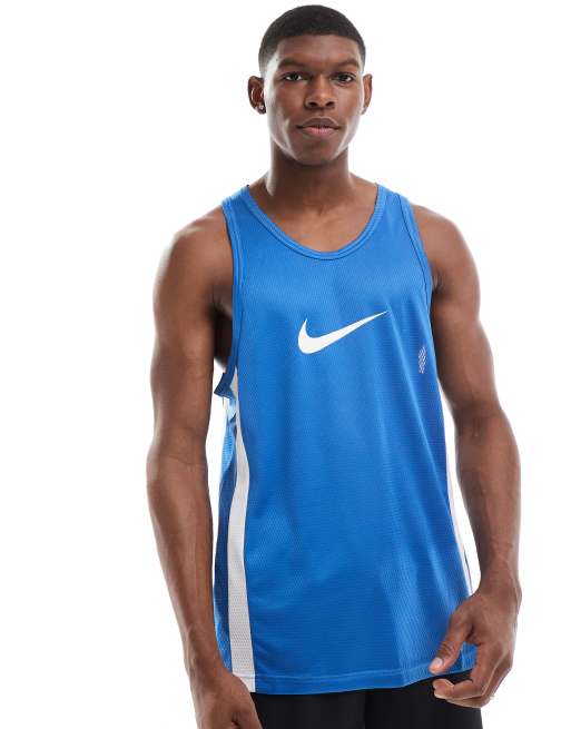Nike Basketball Icon Dri Fit Canotta unisex in jersey blu ASOS