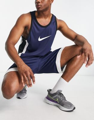 Nike Basketball Icon swoosh logo tank in blue-Navy