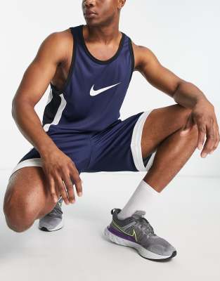 Nike Basketball Icon swoosh logo tank in blue-Navy φωτογραφία