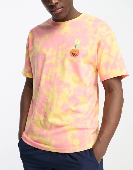 Nike Basketball JDI tye-dye t-shirt in pink and yellow