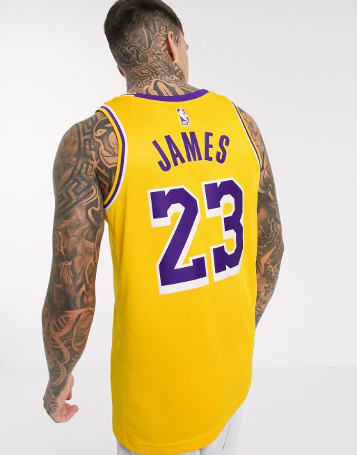 Nike Basketball NBA LA Lakers Lebron James Swingman jersey vest in yellow