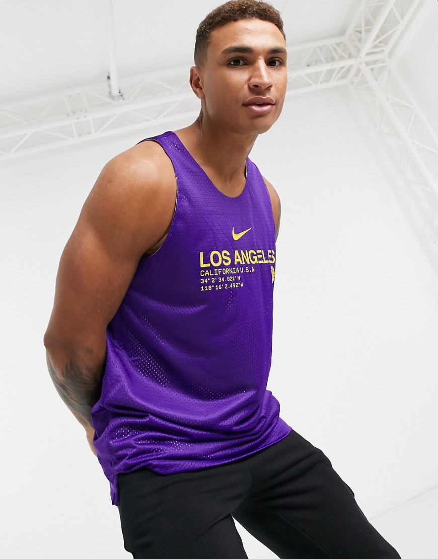Nike Basketball LA Lakers NBA reversible tank in purple
