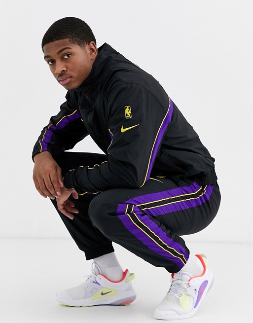 Nike Basketball LA Lakers NBA tracksuit set in black/purple