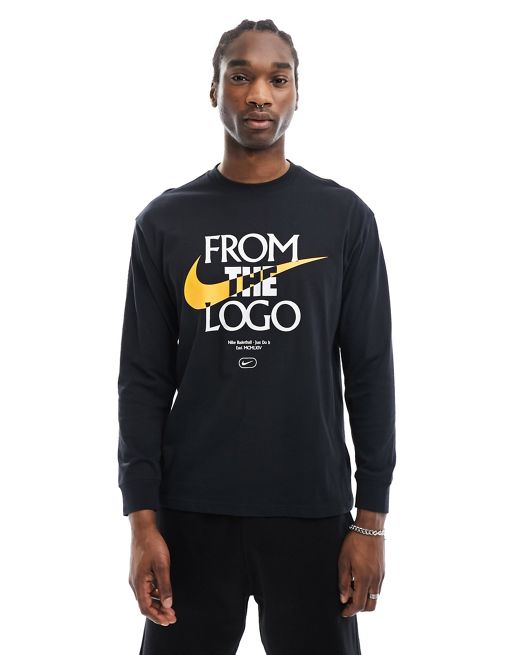 Nike Basketball – Langärmliges T-Shirt in Schwarz mit Grafikprint