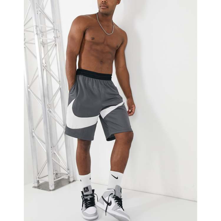 Nike Basketball large swoosh logo shorts in gray