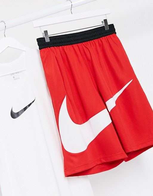 Nike Basketball large swoosh logo shorts in red