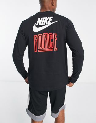 Nike Basketball long sleeve t-shirt with back print in black