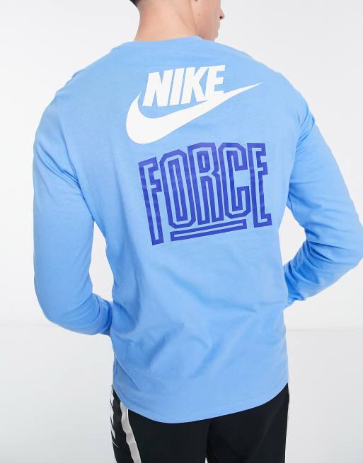 long sleeve blue nike shirt