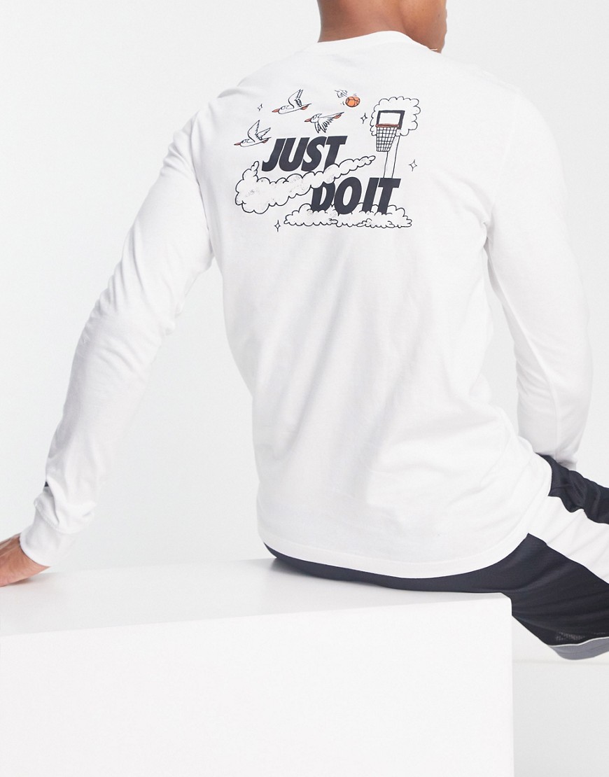 Nike Basketball long sleeve t-shirt with back print in white