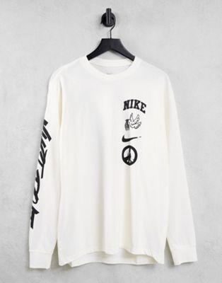 Homme Nike Basketball - Move 2 Zero - T-shirt manches longues durable à imprimé graphique - Crème