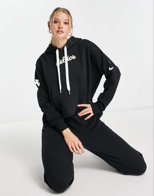 Nike Basketball NBA Boston Celtics cropped hoddie in black | ASOS