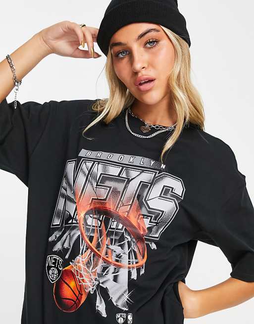 New Era NBA Brooklyn Nets back print t-shirt in black exclusive as ASOS, ASOS
