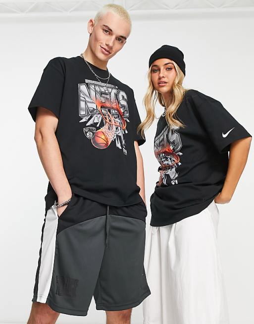 New Era NBA Brooklyn Nets back print t-shirt in black exclusive as ASOS, ASOS
