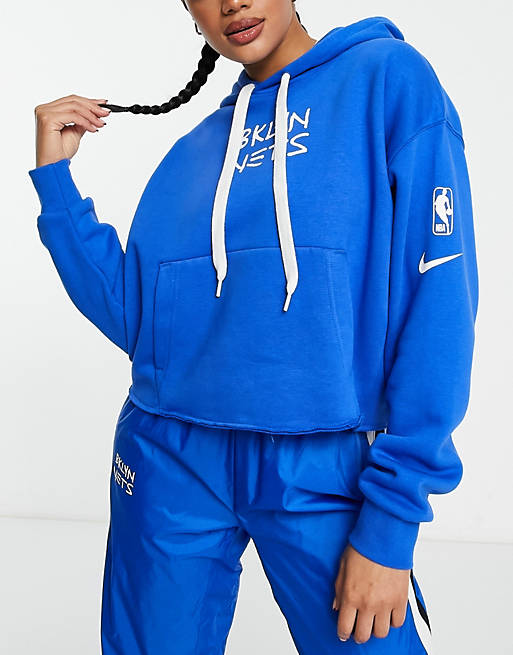 Nike Basketball NBA Brooklyn Nets cropped hoodie in blue