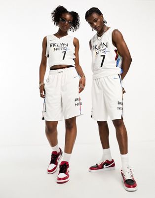 Nike Basketball NBA Brooklyn Nets Icon Swingman unisex shorts in white - ASOS Price Checker
