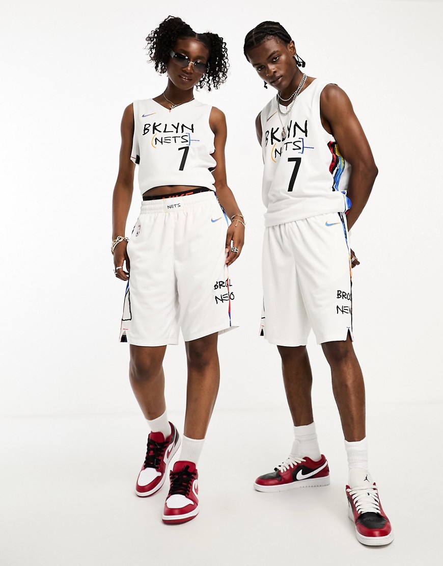 Nike Basketball NBA Brooklyn Nets Icon Swingman unisex shorts in white