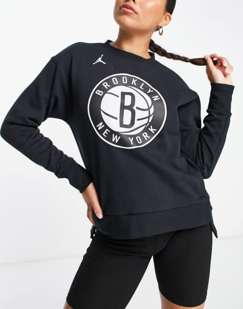 Nike Basketball – NBA Brooklyn Nets – Statement-Sweatshirt aus Fleece in Schwarz mit Rundhalsausschnitt - view 1