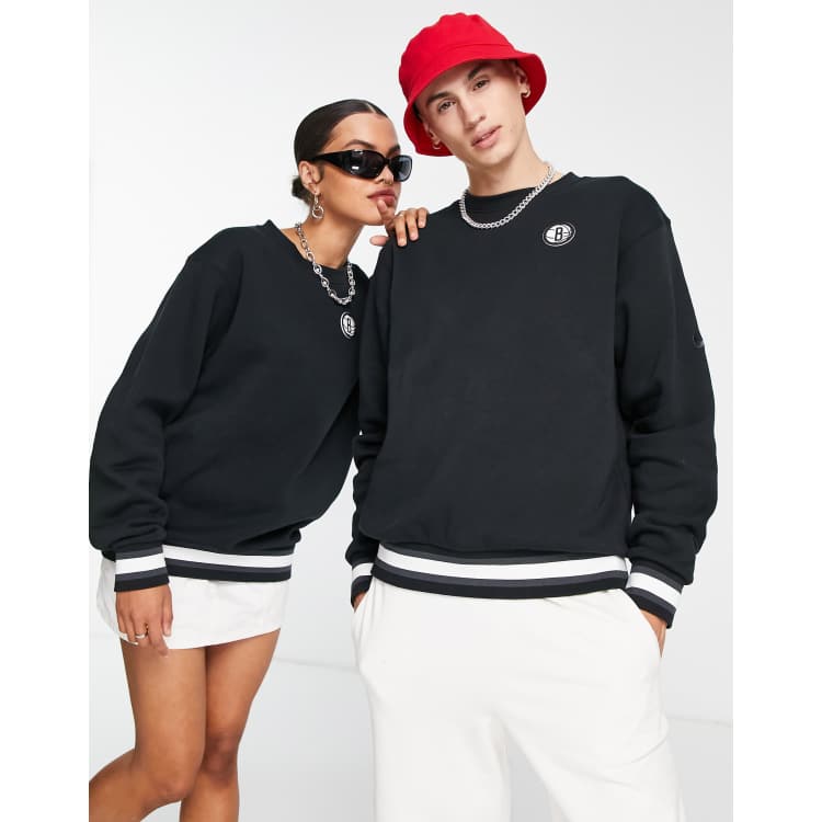 Nike Basketball NBA Brooklyn Nets unisex crewneck sweat in black | ASOS