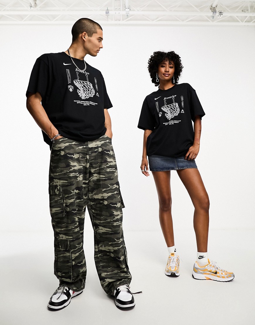 Nike Basketball NBA Brooklyn Nets unisex net graphic t-shirt in black