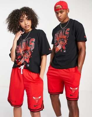 Nike Basketball NBA Chicago Bulls Courtside unisex large graphic t-shirt in black