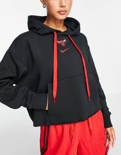 Nike Basketball NBA Chicago Bulls cropped hoodie in black