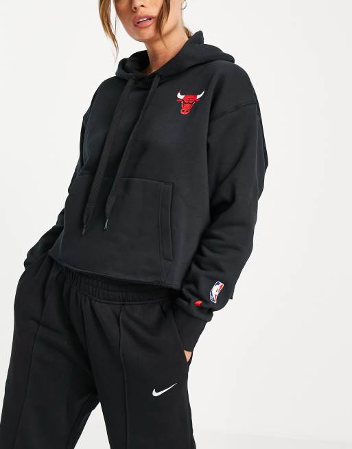 Nike Basketball NBA Chicago Bulls cropped hoodie in black