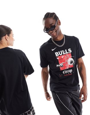 Nike Basketball NBA Unisex  Chicago Bulls logo t-shirt in black - ASOS Price Checker