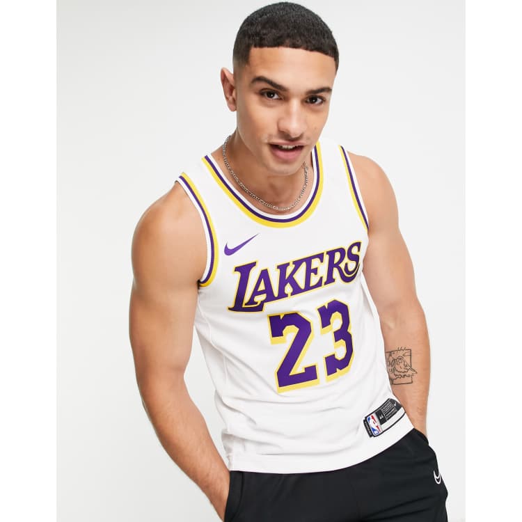 Nike Basketball NBA LA Lakers Association Edition Lebron James Jersey Vest  In White for Men