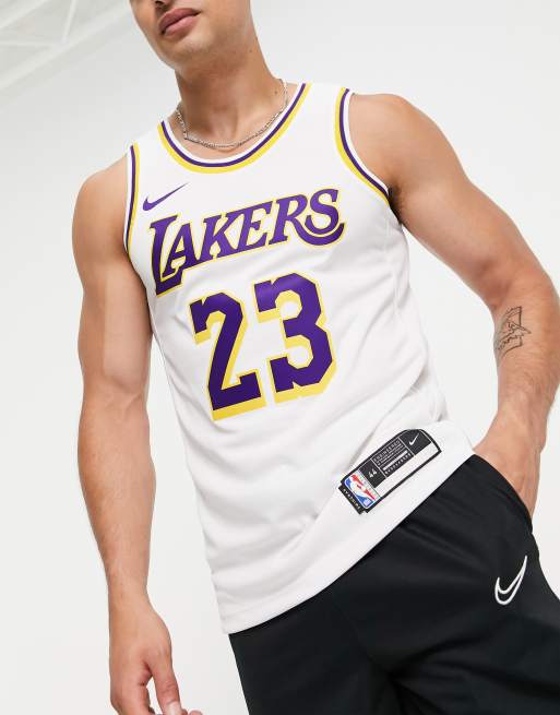 Nike Basketball NBA LA Lakers Association Edition Lebron James jersey vest  in white